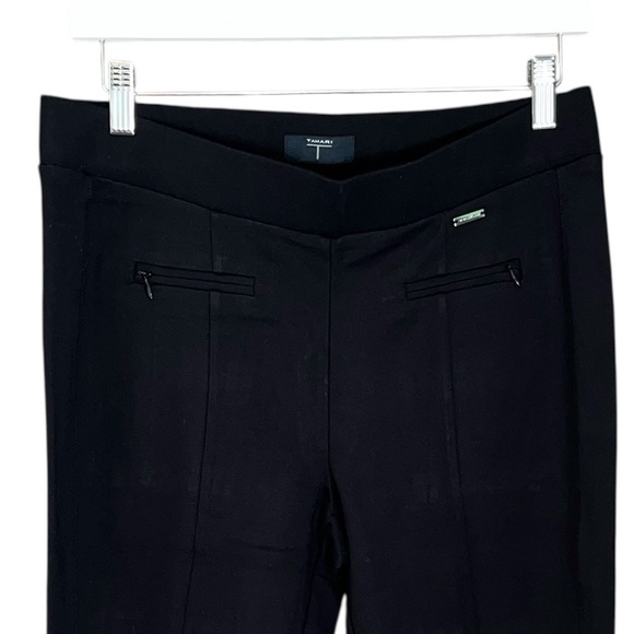 NEW Tahari Womens Slim Fit Pull-On Black Stretch Faux Pants Zip Detail Size M - Picture 2 of 11